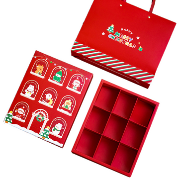 Noël peut placer des cookies et autres cadeaux cadeau de noël boîte aveugle de noël coffret cadeau de noël avec 9 grilles enfants